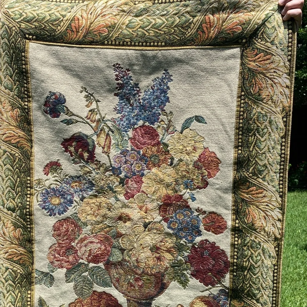 Vintage GRH France Gobelin Tapestry of flowers & fruit